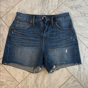 Madewell Dark Blue Distressed Jean Shorts